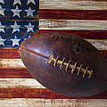 Old Football On American Flag