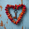 Small rose heart wreath with key